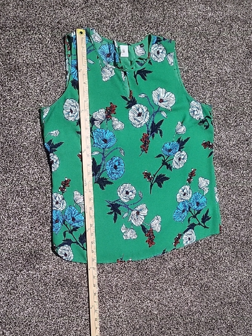 Cabi 3785 Primrose Floral Green Blouse Sleevless Top Womens Size Large - Picture 9 of 9